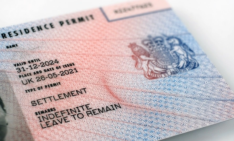 UK Biometric Residence Permit (BRP) card used for immigration status and identity verification in the United Kingdom